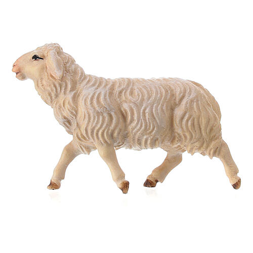 White Sheep Running, 10 cm nativity Original Shepherd model, in painted Val Gardena wood 2