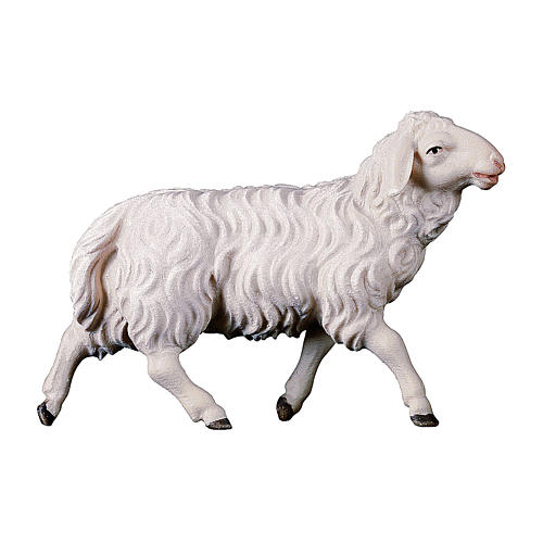 Mouton qui court pour crèche Original Berger Val Gardena bois peint de 12 cm 1