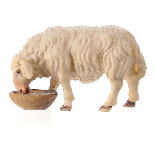 Schaf beim Trinken 10cm Mod. Original Pastore Grödnertal Holz 1