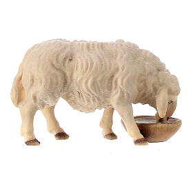 Mouton qui boit crèche Original Berger Val Gardena bois peint 10 cm