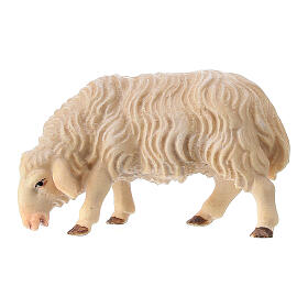 Mouton qui mange crèche Original Berger Val Gardena bois peint 10 cm