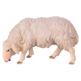 Mouton qui mange crèche Original Berger Val Gardena bois peint de 12 cm