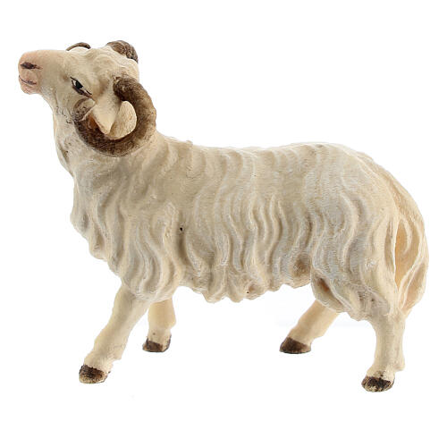 White Ram, 10 cm nativity Original Shepherd model, in painted Val Gardena wood 1
