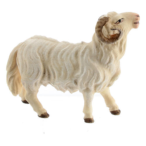White Ram, 10 cm nativity Original Shepherd model, in painted Val Gardena wood 2