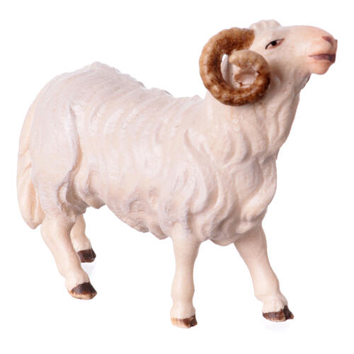 Ram, 12 cm nativity Original Shepherd model, in painted Val Gardena wood 3