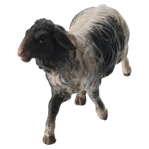Laufendes Schaf 10cm zweifarbig Mod. Original Pastore Grödnertal Holz 3