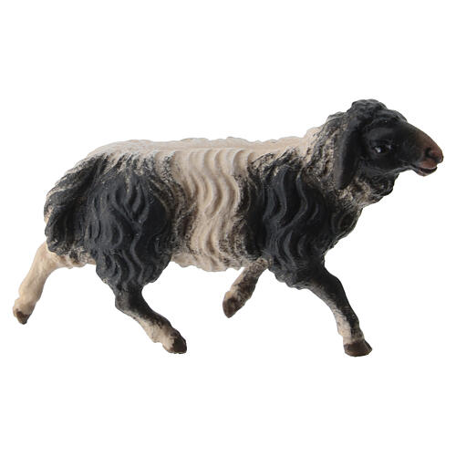 Pecora che corre macchiata presepe Original Pastore legno dipinto in Val Gardena 10 cm 1