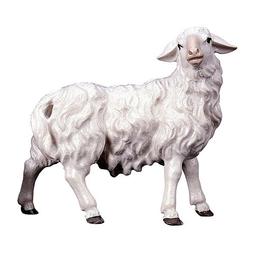 Mouton qui regarde à droite crèche Original Berger bois peint Val Gardena 10 cm 1