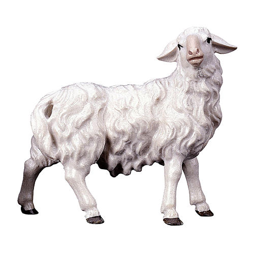 Mouton qui regarde vers la droite pour crèche Original Berger bois peint Val Gardena 12 cm 1