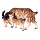 Chèvre avec chevreau crèche Original Berger bois peint Val Gardena 10 cm s1