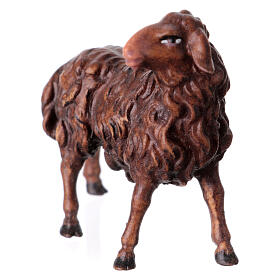 Pecora che guarda a destra scura presepe Original Pastore legno dipinto in Val Gardena 10 cm
