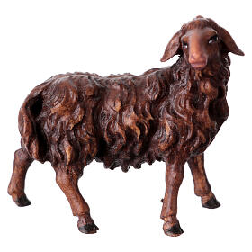 Dark Sheep that looks right, 10 cm nativity Original Shepherd model, in painted Val Gardena wood