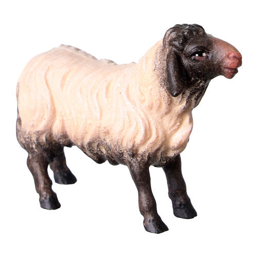 Stehendes Schaf 10cm zweifarbig Mod. Original Pastore Grödnertal Holz 3