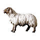 Mouton qui regarde devant tête foncée crèche Original Berger bois peint Val Gardena 10 cm s1
