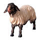 Sheep looking forward with dark head, 10 cm nativity Original Shepherd model, in painted in Val Gardena wood s2