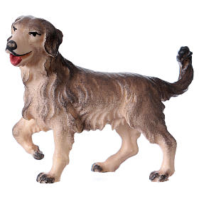 Grazing Grey Dog statue, 12 cm nativity Original Shepherd model, in painted Valgardena wood