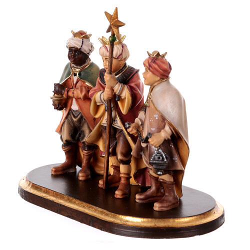 Tre piccoli cantori su piedistallo presepe Original Pastore legno dipinto in Val Gardena 10 cm 2