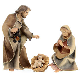 Holy Family, 10 cm nativity Original Redeemer model, in painted Val Gardena wood Gardena, 4 pcs
