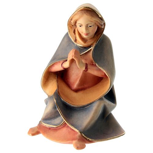 Kneeling Saint Mary, 12 cm nativity Original Redeemer, in painted Valgardena wood 1