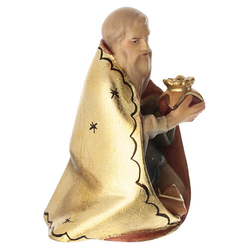 Roi Mage agenouillé crèche Original Rédempteur bois peint du Val Gardena 10 cm 3