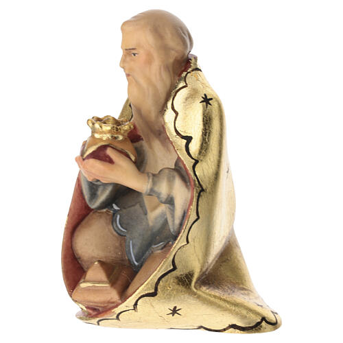 Kneeling Three King, 10 cm nativity Original Redeemer model, in painted Val Gardena wood 2