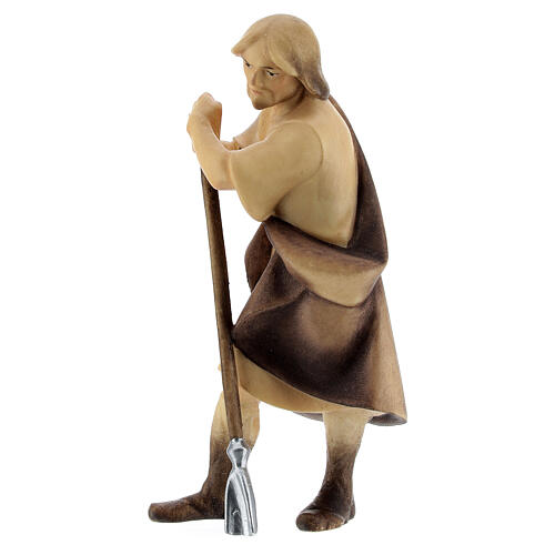 Shepherd with Hoe figurine,10 cm nativity Original Redeemer model, in painted Valgardena wood 2