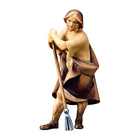 Farmer with Hoe Figurine, 12 cm nativity Original Redeemer model, in painted in Valgardena wood
