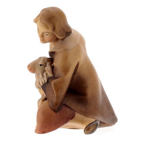 Pastor de joelhos com cordeiro presépio Original Redentor Val Gardena madeira pintada 10 cm 3