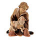 Shepherd Kneeling Figurine with Lamb, 10 cm nativity Original Redeemer model, in painted Valgardena wood s1