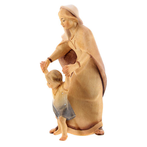 Peasant Woman with Child, 10 cm nativity Original Redeemer model, in painted Valgardena wood 2