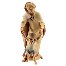 Countrywoman with child Original Redentore Nativity Scene in painted wood from Valgardena 12 cm