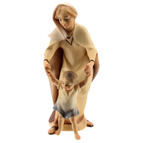 Countrywoman with child Original Redentore Nativity Scene in painted wood from Valgardena 12 cm 1
