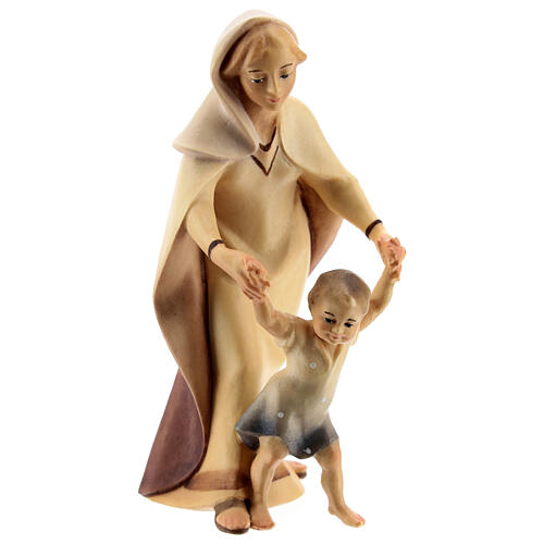 Countrywoman with child Original Redentore Nativity Scene in painted wood from Valgardena 12 cm 2