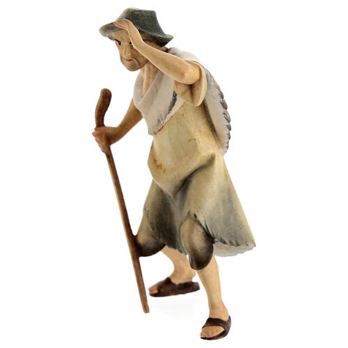 Herdsman with Walking Stick, 10 cm nativity Original Redeemer model, in painted Valgardena wood 2