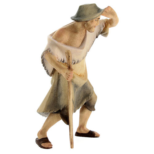 Herdsman with Walking Stick, 10 cm nativity Original Redeemer model, in painted Valgardena wood 3