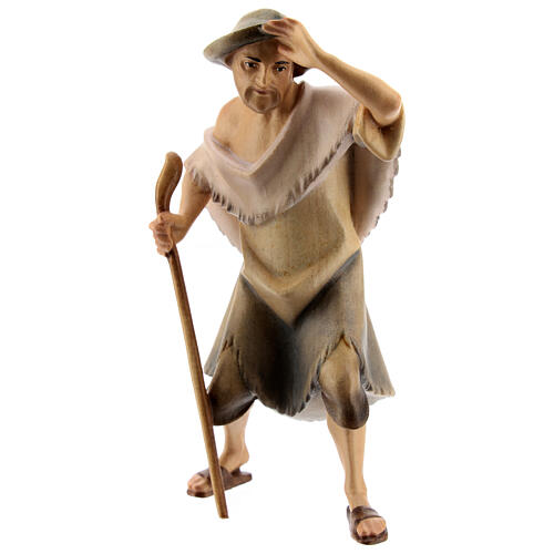 Shepherd with stick Original Redentore Nativity Scene in painted wood from Valgardena 12 cm 1