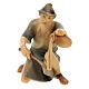 Shepherd cooking on his knees for Original Redentore Val Gardena Nativity Scene, painted wood, 12 cm characters s1