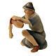 Shepherd cooking on his knees for Original Redentore Val Gardena Nativity Scene, painted wood, 12 cm characters s3