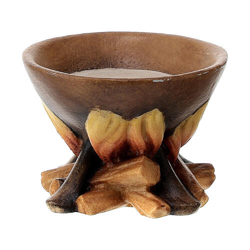 Pentola sul fuoco presepe Original Redentore legno dipinto in Valgardena 10 cm 1