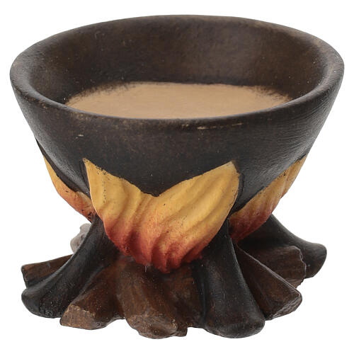 Pot on the fire Original Redeember nativity scene painted in Valgardena wood 10 cm 1