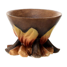 Olla en el fuego belén Original Redentor madera pintada en Val Gardena 12 cm