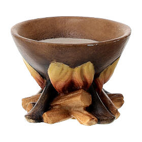 Olla en el fuego belén Original Redentor madera pintada en Val Gardena 12 cm