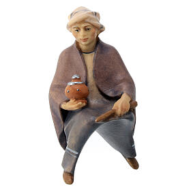Elephant driver, sitting, for Original Redentore Val Gardena Nativity Scene, painted wood, 12 cm characters