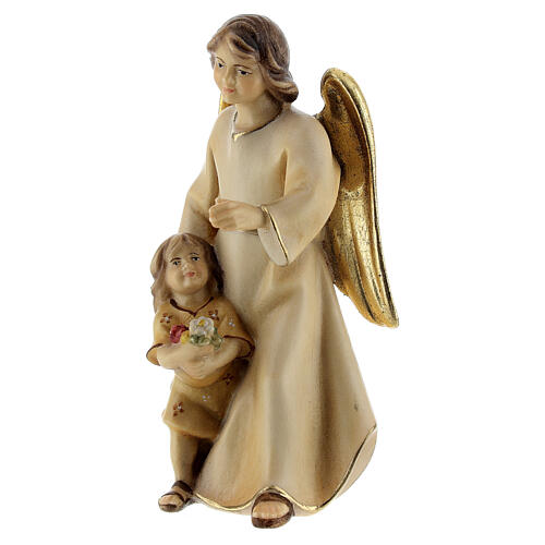 Ange gardien avec petite fille crèche Original Rédempteur bois peint Val Gardena 10 cm 3