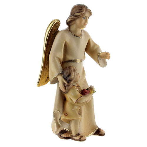 Anjo da guarda com menina presépio Original Redentor do Val Gardena madeira pintada 10 cm 2