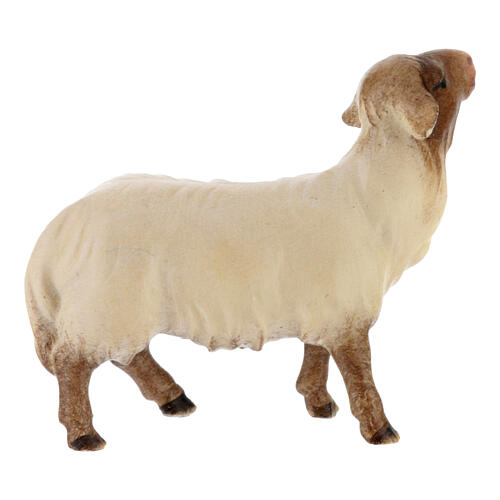 Mouton qui regarde devant tête foncée crèche Original Rédempteur bois peint Val Gardena 10 cm 3