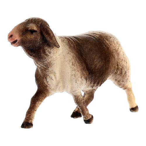 Spotted Sheep Running, 10 cm nativity Original Redeemer model, in painted Val Gardena wood 2