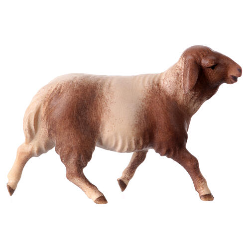 Spotted Sheep Figurine, 12 cm for nativity Original Redeemer model, in painted Val Gardena wood 1