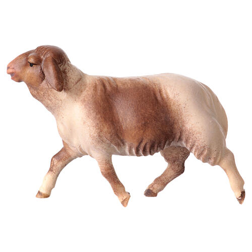 Spotted Sheep Figurine, 12 cm for nativity Original Redeemer model, in painted Val Gardena wood 3