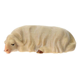 Mouton qui dort crèche Original Rédempteur bois peint Val Gardena 10 cm